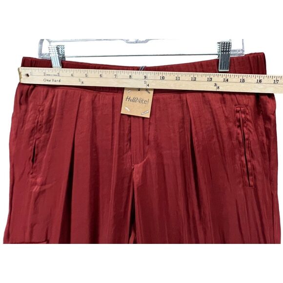 Hello Nite Satin Cargo Jogger Pants Womens S Rust Orange Pull On Pockets Utility - Picture 4 of 12